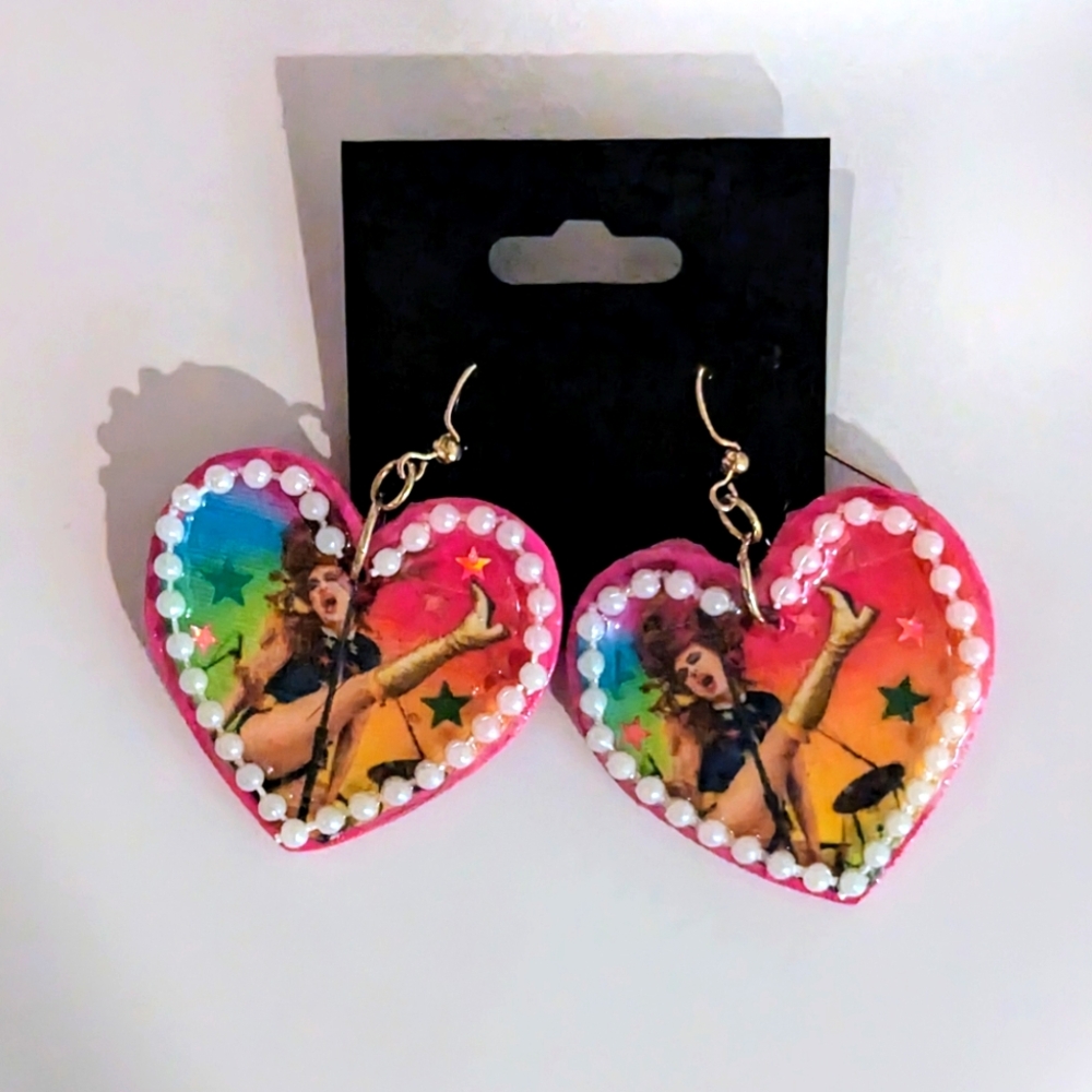 Chappell Roan Handmade Pink Heart Earrings